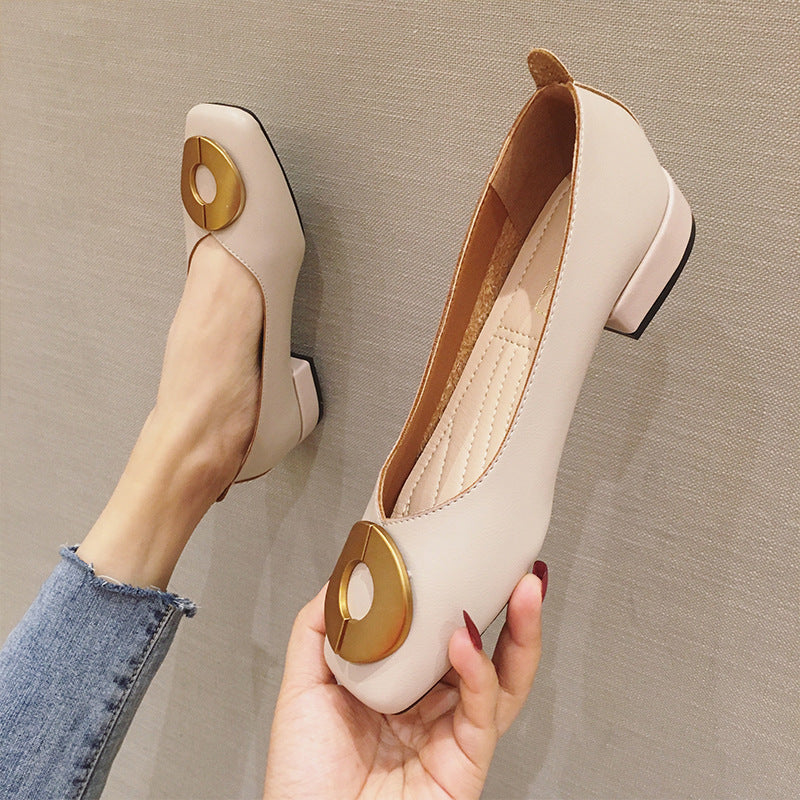 Chunky Heel Mary Jane Shoes - Versatile Mid Heels