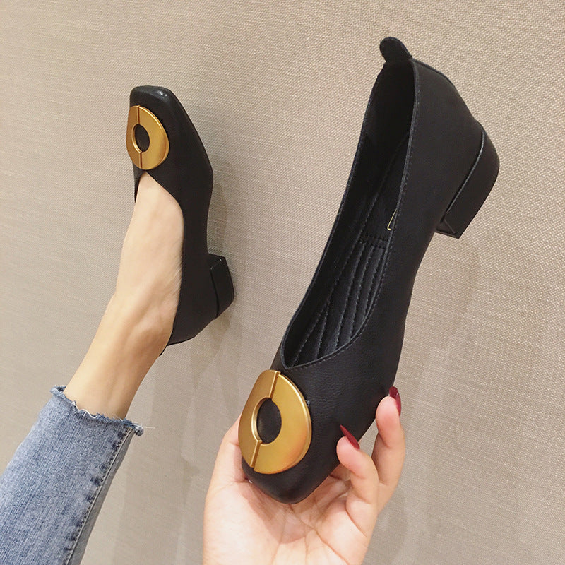 Chunky Heel Mary Jane Shoes - Versatile Mid Heels